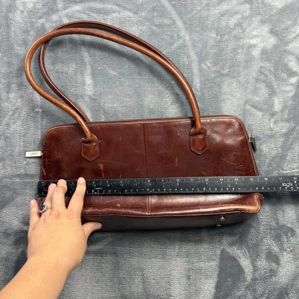 Vintage HOBO International Brown Leather Shoulder Bag Purse Satchel Tote